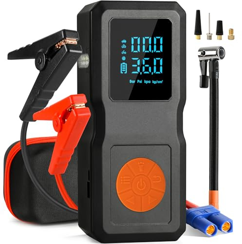 9-in-1 Jump Starter Power Pack with Air Compressor 150PSI, 4500A Car Battery Booster Jump Starter for 9L Gas/8L Diesel, Car Starter Power Bank with Jump leads Car Accessories Jump Starter