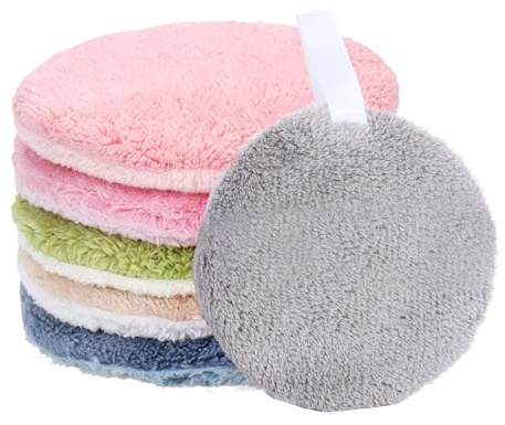 Reusable Makeup Remover Pads, 6 Pcs Cotton Rounds Eyes Make Up Remover Pads, Soft Coral Fleece Face Cleansing Pad, for All Skin Types