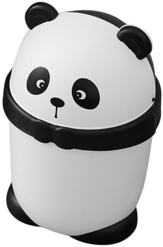 SUPVOX Cubo de Basura Compacto Tapa Abatible y Forma de Panda, Papelera para Habitación Infantil, Cocina, Baño y Oficina, Reutilizable y Multifuncional para Escritorio y Dormitorio
