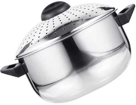 Milisten Casserole à Pâtes en Acier Inoxydable 16 Cm Passoire Intégrée, Marmite Robuste pour Cuisson Rapide, Ustensile Cuisine pour Nouilles et Pâtes, Usage Domestique et Cuisson Saine