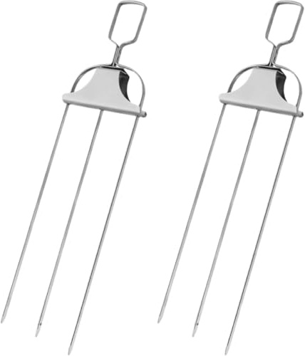 Beavorty Accessoires Barbecue 2 Fourchettes à Viande en Inox Tige Coulissante, Brochettes pour Griller Poulet, Légumes et Guimauves, pour Barbecue Extérieur