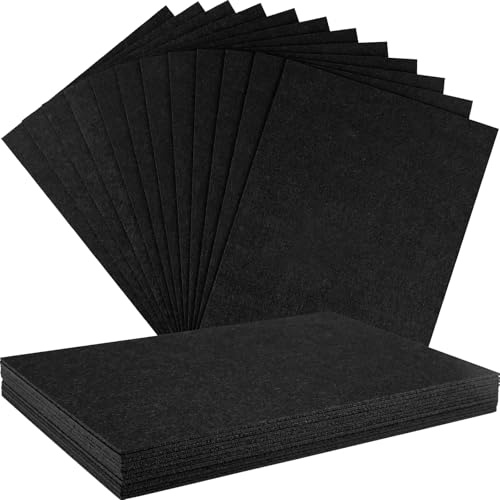 NEBURORA 12 Stück 2 mm dicke steife Filzplatten zum Basteln(schwarz) | Dicke Polyester-Filzplatten, Patchwork-Näh-Bastelzubehör, Party-Dekorationszubehör, geeignet für Graviermaschinen