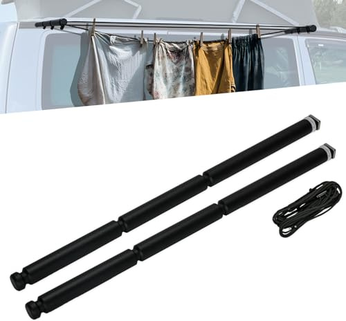 Camping Wäscheleine für VW California, Wäscheleine Kederschiene für VW Cali | Für California T5/T6/T6.1(Ocean/Coast/Beach), Einf. Installation, Hochfeste Alu-Legierung, schnelle Nutzung & Praktikabilität
