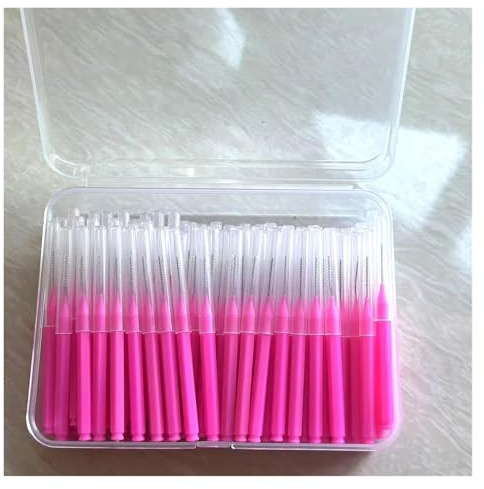100/200 st Box Interdentalborste 0,6-1,5Mm Rengöring mellan tänderna Munvård I Form Tandtråd I-typ Push Pull(100pcs rose 0.6mm)