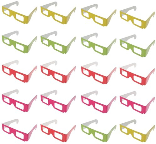Gadpiparty 20 Gafas 3d de Cartón Planas para Películas y Juegos, Portátiles y Ligeras, Ideales para Ver Videos 3d en Familia Amigos
