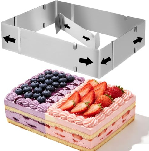 Cadre Patisserie Rectangulaire, Cadre Patisserie Extensible, Moule Gateau Carré RéGlable, Moule Gâteau Rectangulaire avec Séparateur, Convient Pour Les GâTeaux, Les Tartes Et Les Pizzas(Haut 5cm)