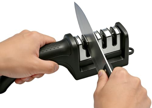 Affilacoltelli 4-in-1 con Sistema a 4 Stadi – Ripara, Affila, Liscia e Lucida per Coltelli da Cucina – Facile da Usare per Tutti i Coltelli Domestici – Utensile Multifunzione