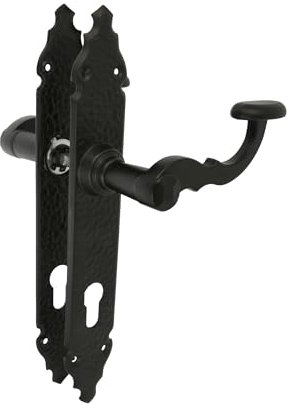 Amig - Set di 2 Maniglie per Porte di Passaggio Mod.100PB90 | Scudo a 90 mm | 280 x 45 x 3,5 mm | Quadrato 8 mm | Per Uso Con Serrature Da Incasso | Stile Forgiato | In Zamak Finitura Nera