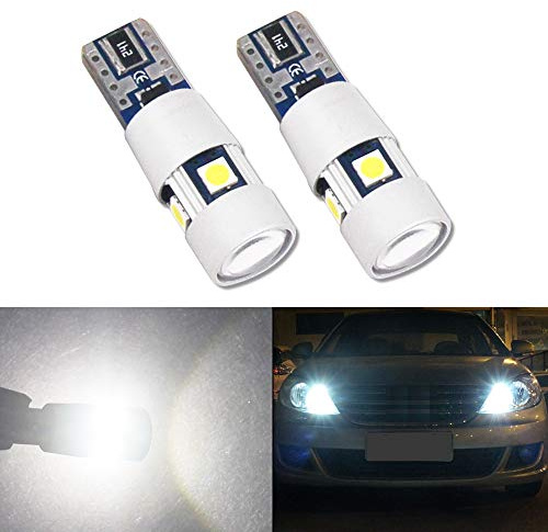 HSUN T10 501 LED Light Bulb,W5W 175 194 12961 2825 5LED SMD3030 Chip with Canbus Function for Car Side Marker Indicator Reverse Backup Interior Light,2 Pack,6000K White