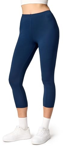 Ladeheid Leggins 3/4 Mallas Deportivas Mujer Leggings para Deporte Leggins Capri Leggings Pirata de Verano para Mujeres LA40-132 (Azul Marino, M)