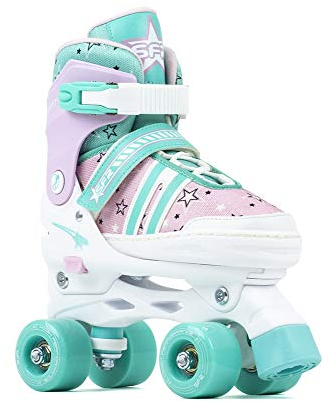 Sfr SFR Spectra justerbara fyra skridskor unisex barn juventud, rosa/grön, 33-37