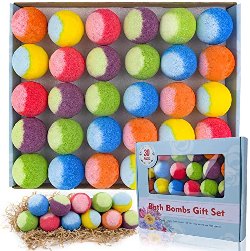 30 Pcs Bath Bomb Natural Organic Mini Bath Bombs, Handmade with Rich Fizz - Best Birthday Gift for Kids/Women/Men, Mother's Day