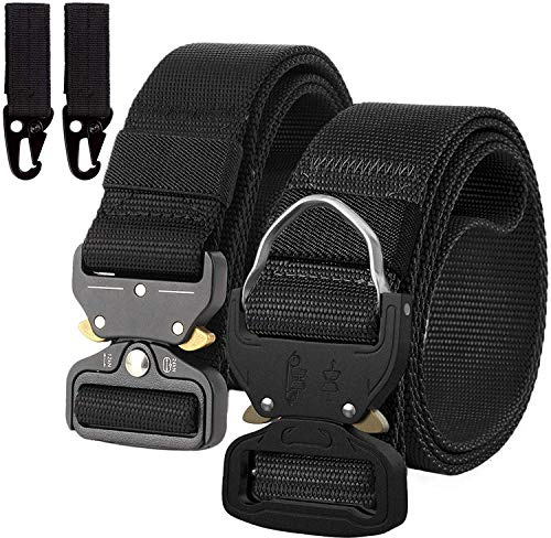 2 Pacchi Cintura Uomo Tattica, Cintura Militare Tela Regolabile in Nylon Stile Cinta con Fibbia in Metallo a Sgancio Rapido per Lavorare All'aperto