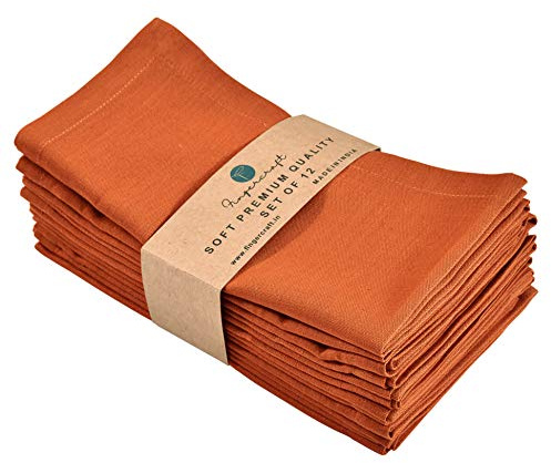 FINGERCRAFT Dinner Stoffservietten, Baumwoll-Leinen-Mischgewebe, 12er-Pack, Premium-Qualität, auf Gehrung geschnittene Ecken für den täglichen Gebrauch Servietten sind vorgeschrumpft (Rost)