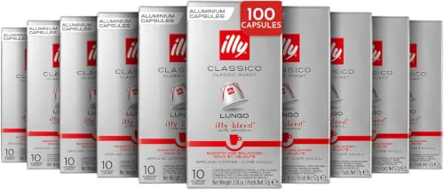 illy, Café en Capsules Compatibles CLASSICO Lungo, 100 Capsules au Total