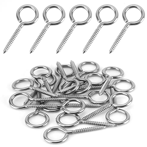 BELLE VOUS 20 Stk Ösen Schraubhaken Edelstahl - Hochwertiges M4-Schraubhaken Klein Set - 5,3 cm - Selbstschneidende Haken mit Öse für Hängematten, Aerial Yoga, Schaukelstühle - Innen-/Außenbereich