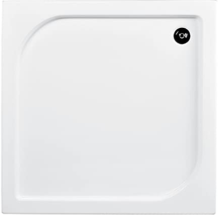 VBChome Acryl-Duschwanne 80x80 cm Siphon Duschtasse rechteckig flach Sanitär-Acryl Duschbecken stabil weiß+ Viega Domoplex