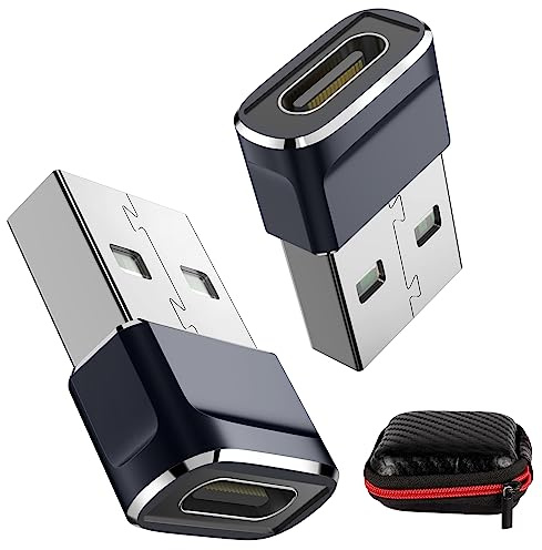 Adattatore USB C a USB(2Pezzi),Adattatore USB C Femmina a USB Maschio,Connettore Cavo Caricatore C aUSB Compatibile con iPhone 16/15/14/13/12 Mini Pro Max Samsung A15 A35 A55 S24 S23 FE S22 Pixel 9 8a