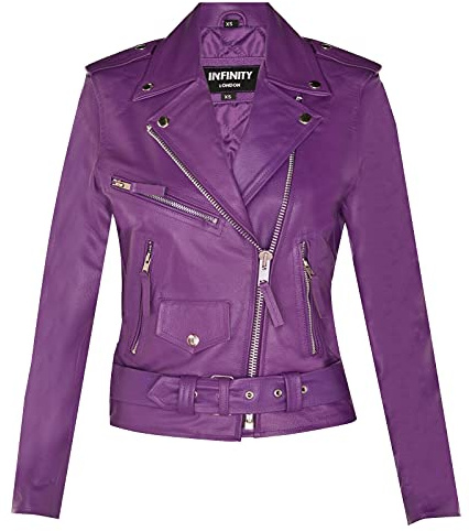 Blouson de Moto en Cuir de Vache Véritable Brando Pour Femmes