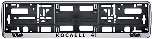 Auto Kennzeichenhalter in der Farbe Silber/Schwarz Nummernschildhalterung Auto, Nummernschildhalter Türkei Flagge 41 Kocaeli 2 Stück