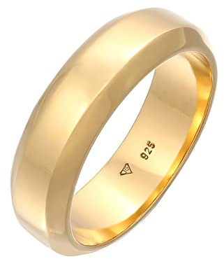 Kuzzoi Herrenring (7 mm) Massiv Handgefertigt Bandring Männer 925 Silber | vergoldet Ehering Verlobungsring Freundschaftsring goldener Ring poliert Ringgröße 54– 66