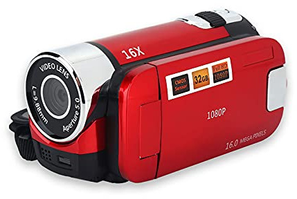 lyrlody Cámara Digital HD, Pantalla LCD de 2.4 Pulgadas, Rotación de 270 Grados, Vintage, Rojo, 118 x 51.5 x 58.5 mm