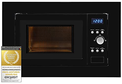 Exquisit EMW 1770-G-D-030 - Micro-ondes encastrable - Noir - 700 W - 1000 W - Fonction grill - Minuterie