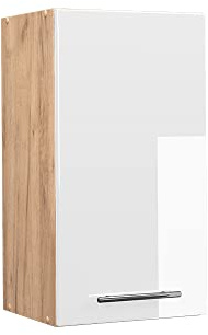 Vicco Hängeschrank Fame-Line, Weiß Hochglanz, 40 cm | MDF-Front · Soft-Close · 2 Einlegeböden · Metallgriffe · ✓ Praktischer Stauraum