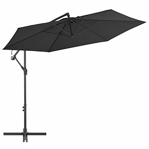 ZEYUAN Ampelschirm mit Alu-Mast, Balkon Sonnenschirm, Marktschirm, Garten, Balkon Schirm, Sonnen Schirme, Balkonschirm, 300 cm Schwarz