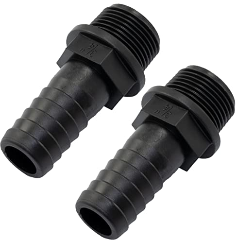 AERZETIX - C63567 - Set di 2 Raccordo maschio scanalato dritto 3/4'' x 20mm - filettatura esterna - adattatore connettore sistema circuito irrigazione pompa - in plastica - colore nero