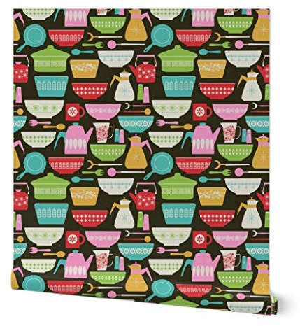 Spoonflower Vintage Kitchen Peel and Stick Removable Wallpaper
