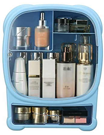 SISWIM Makeup Organizer Cosmetic Storage Box Display Rack Large Capacity Finishing Desktop Lipstick Dressing Table Bathroom Skin Care Product Rack Cosmetic Organiser (Color : Blue)