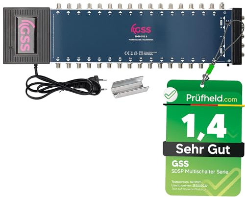 [ Test SEHR GUT *] GSS 5/32 Multischalter für Quattro & Quad LNB, Multiswitch für 1 Satelliten & 32 Teilnehmer (Fernseher, Satreceiver), HD 4K Matrix Verteiler Splitter, für Satschüssel Satanlagen