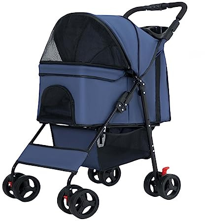 Faltbare Hundetragetasche, 4 Räder, Haustier-Tragetasche für kleine/mittelgroße Hunde und Katzen, mit multifunktionalem Getränkehalter und Aufbewahrungskorb, tragbare Katzentrage oder Hundebox für