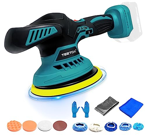 Cordless Car Polisher Buffer Sander Dual Action Polishing Machine Polish Kit with 150mm 6 inch Buffing Pad Bonnet for Car Floor Boat Polishing Sanding, Compatible with Makita 18V Battery (Body only)