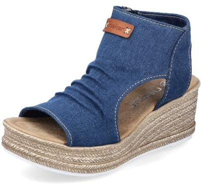 Rieker Damen Schaftsandalen 68791, Frauen Sandalen,Sommerschuhe,Freizeitschuhe,offene Schuhe,Strandschuhe,Sandaletten,Blau (12),40 EU / 6.5 UK