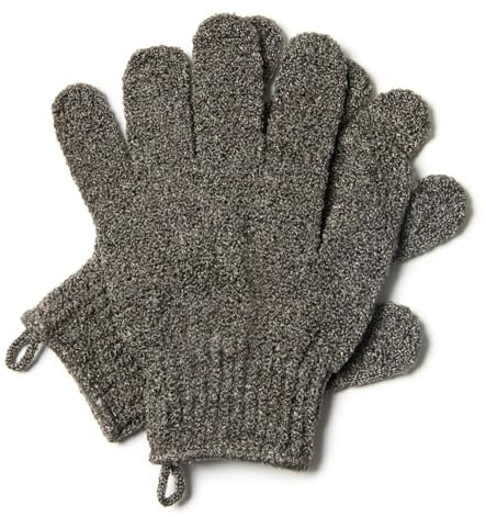 Exfoliating Gloves - Natural Bamboo Shower Gloves - Bath and Body Exfoliator Mitts - Scrubs Away Ingrown Hair and Dead Skin - Eco Microfibre Bath Glove (Grey)