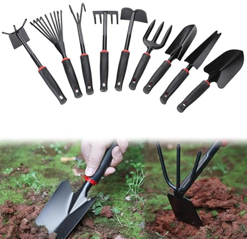 Mini Outils De Jardin,9 Pièces Outils De Jardinage,Mini Jardinage Outils,Ensemble Outils Jardinage pour Homme Et Femme Et Jardinier,Pot De Jardin,Repiquer,Ameublir Sol