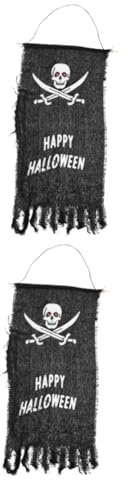 Warmhm 2St Geisterflagge Halloween-Dekor Halloween-Banner-Flagge Halloween-Flagge wandteppich Flaggen Halloween-Türbanner Halloween-Türvorhang Skelett Tapisserie Ornament das Banner