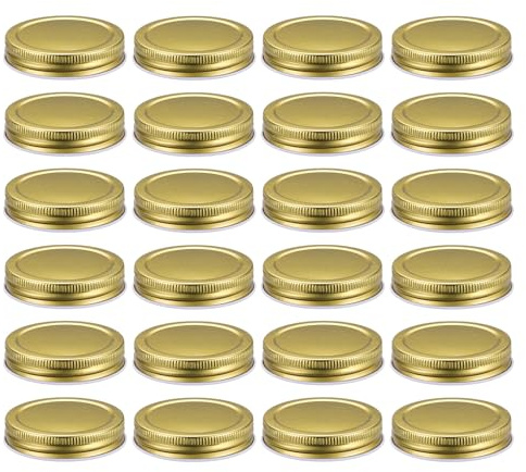 sourcing map 24pcs Regular Mouth Mason Jar Lids, 70mm Mason Canning Jar Lids with Airtight Seal and Leakproof, Mason Storage Covers Caps for Mason Jar, Gold