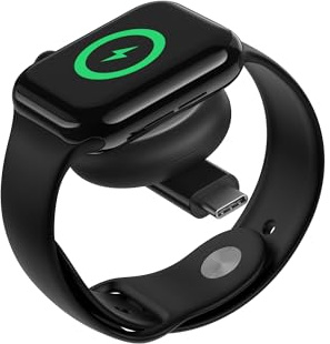 Belkin BoostCharge tragbares USB-C Apple Watch Ladegerät – MFi-zertifiziertes USB-C-Ladegerät für die Apple Watch Series 11, 10, 9, 8, 7, Ultra usw. – kompatibel mit MacBook, iPhone 17 usw. – Schwarz