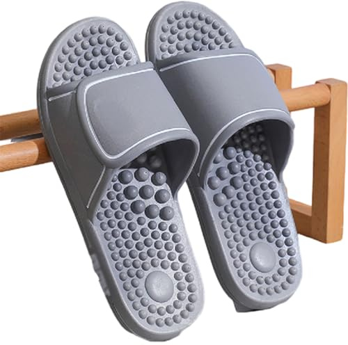 Foot Acupoint Massage Slippers for Men Women in Four Seasons,Relief Plantar Fasciitis Sandals,Boost Circulation Improves Massage Therapy Shoes,Acupressure Massage Slippers (Size:EU 44/45,Color:/Grey)