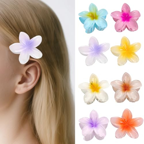 Voarge 8 Stück Blumen Haarspangen, Niedliche Acryl Haarklammern für Frauen Haar, große Haarklammer für dickes Haar, starker Halt, Rutschfeste Haarspange zum Fixieren von Haaren