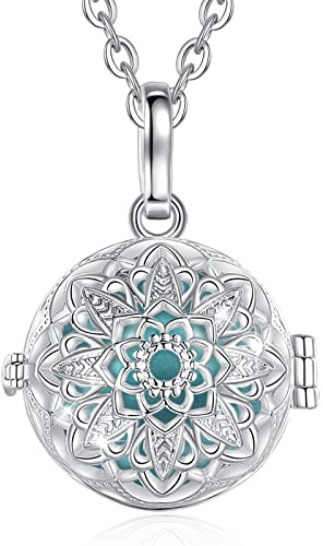 CELESTIA Fleur Bola Grossesse Collier Bola de Grossesse Plaqué Argent Bijoux Grossesse Cadeau Femme Enceinte Maman 76~114 CM Chaînes