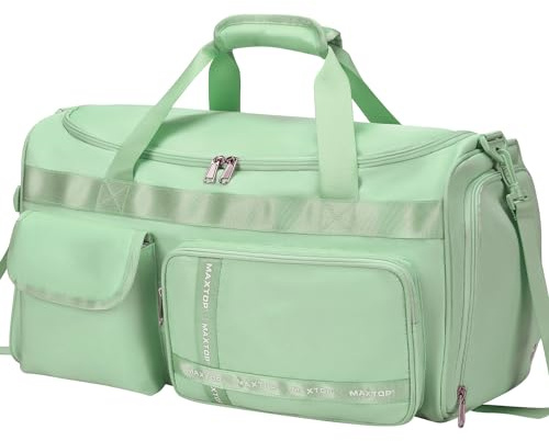 MAXTOP Travel Duffle Bag for Women Carry On Tote Weekender Overnight Bag Large Capacity Duffel Bag with Shoe Compartment,Gym Tote Bag with Dry and Wet Separation Matcha Green