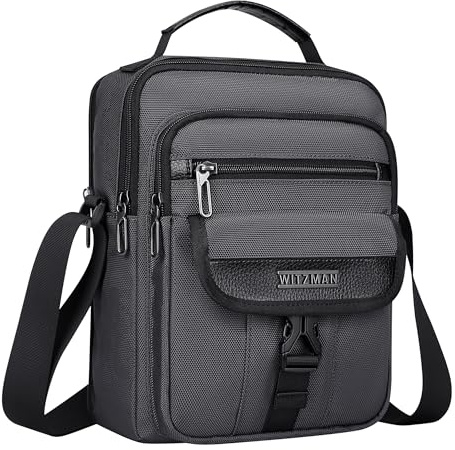 WITZMAN Sacs à BandoulièRe Pour Hommes Sac à BandoulièRe De Voyage Sac De Messager DéContracté LéGer Pour Les Voyages De Travail(B699 Silvery Grey)