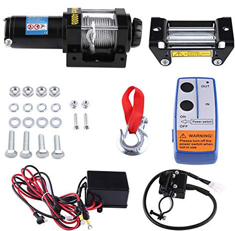 Brilluxa Cabrestante Eléctrico 4000 lb, 12V, 15m, Cable de Acero para Coche, ATV, UTV, Quad, Remolque, Bicicleta, con Control Remoto y Ganchos Reforzados