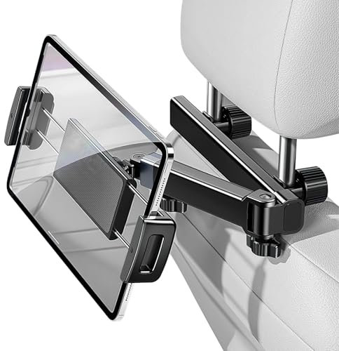 Soporte Tablet Coche Extensible, Soporte Extensible para Tablet Móvil Soporte Reposacabezas Asiento Trasero con Apoyo 360 Rotación para 4,7~31 Pulgadas de iPad y iPhone, Galaxy Tab, Huawei, Switch