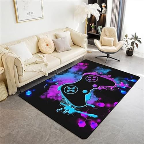 Xisnuient Teen Schlafzimmer Teppich, Bunter Spielkonsolen-Teppich, Starry Sky Cool Bunte Kinder Unterhaltung Fußmatte, Moderne rutschfeste Teppiche Für Schlafzimmer Spielzimmer (Colour 3,120x180cm)