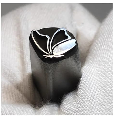 HPFHSJ Schlagbuchstaben Schmuck-Metall-Stanzwerkzeuge, Stanzer aus Stahlmaterial, einfach zu verstauen, für Stempeln und Personalisieren weicher Metalle(Flower Butterfly,9mm)